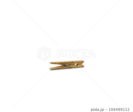 Wooden Clothes Clip Isolated on a White Background with Clipping Path. Wooden Clothes Clip Isolated on a White Background with Clipping Path. 108499112