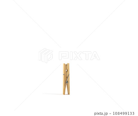 Wooden Clothes Clip Isolated on a White Background with Clipping Path. 108499133