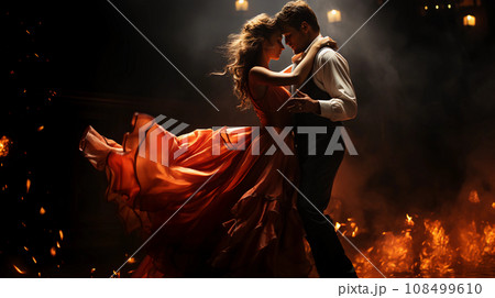 情熱的なダンスをする美男美女のカップル Generative AI. 108499610