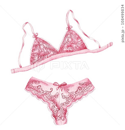 Watercolor lingerie. Hand draw underwear. Fashion illustration 108499834