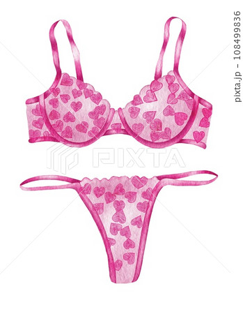 Watercolor lingerie. Hand draw underwear. Fashion illustration 108499836