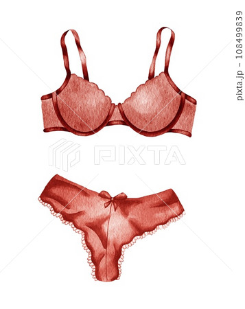 Watercolor lingerie. Hand draw underwear. - Stock Illustration  [76786210] - PIXTA
