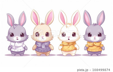 AI-generated content. Cute little cartoon bunny for baby shower and Easter  108499874