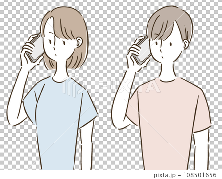 スマホで電話する人 108501656