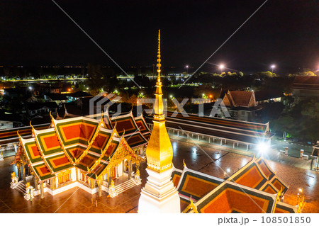 High angle view of Phra That Choeng Chum at Sakon Nakhon Province in the dark night at 17 Sep 2021 High angle view of Phra That Choeng Chum at Sakon Nakhon Province in the dark night at 17 Sep 2021 108501850