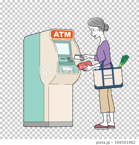 ATMを操作する女性 ATMを操作する女性 108501982