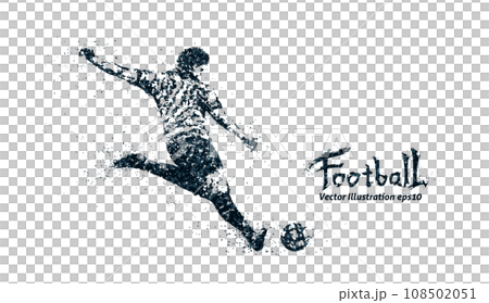 点描画風のラグビーのシルエット、2色のベクターイラストレーション 108502051