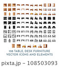108 Vector Table Desk Furniture Elements and Icons Pack 108503093