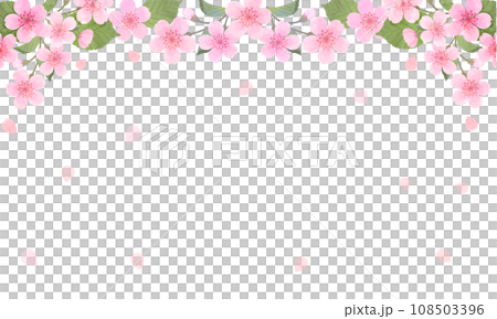 Cherry blossom watercolor style cherry blossom blizzard frame illustration (no text) 108503396