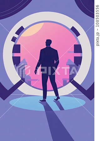 Businessman Flat minimalism style. A man dressed in a business suit walks forward. 108503556