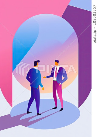 Business Communication and expertise concept. Businessmen colleagues workers standing and talking 108503557