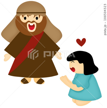 Girl paying respect Jesus  108504323