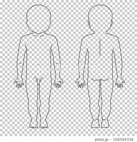 小男孩全身圖式,沒有臉,黑白 小男孩全身圖式,沒有臉,黑白 108504336