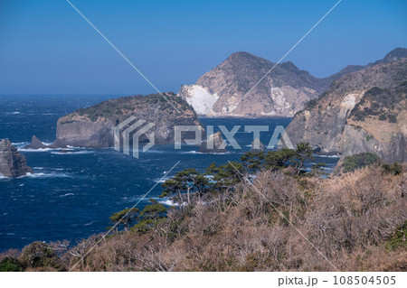 《静岡県》あいあい岬の海岸線・伊豆の南端奥石廊崎 108504505