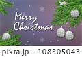 merry christmas greeting card with snowflakes and ornaments and branches 108505043
