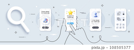 E-bike, Petrol station and Flag line icons pack. Phone screen mockup with 3d star, alert and chat message. Truck parking, Ambulance transport, Metro web icon. Vector E-bike, Petrol station and Flag line icons pack. Phone screen mockup with 3d star, alert and chat message. Truck parking, Ambulance transport, Metro web icon. Vector 108505377