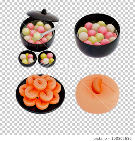 Lunar New Year dessert set 3D Lunar New Year dessert set 3D 108505650