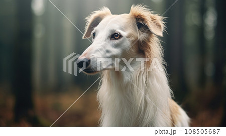 Russian Borzoi's elegance and majestic presence shine through. 108505687