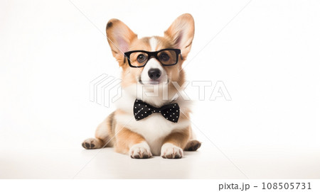 This Corgi's playful antics on a white background are sure to brighten 108505731