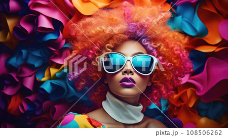 A cool and confident 90s-inspired female portrait. 108506262