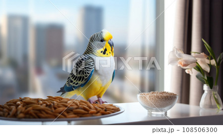 Apartment life with a lively budgerigar, a small bird with a big personality Apartment life with a lively budgerigar, a small bird with a big personality 108506300