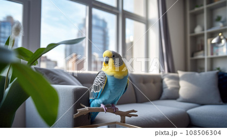 Budgerigar enjoys city living, a feathered friend Budgerigar enjoys city living, a feathered friend 108506304