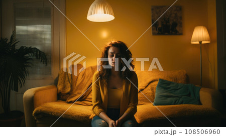 Dramatic cinematic shot depicting a woman's inner turmoil and emotional distress. Dramatic cinematic shot depicting a woman's inner turmoil and emotional distress. 108506960