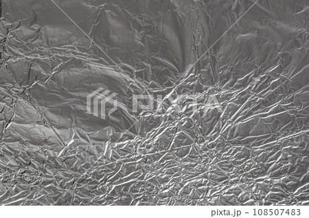 Aluminum Foil Texture Background, Wrinkled Aluminium Paper Pattern, Crumpled Tin Material Banner 108507483