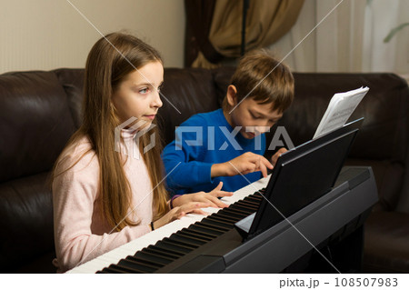 Siblings Sharing Piano Lessons 108507983