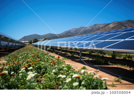 Solar panels in the field 108508004