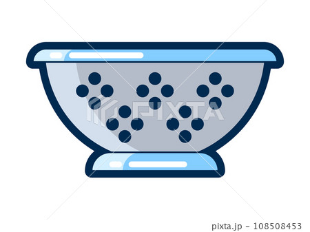 Illustration of cooking colander. Stylized kitchen utensil item. Illustration of cooking colander. Stylized kitchen utensil item. 108508453