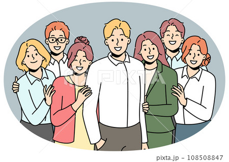 Smiling employees posing with male boss 108508847