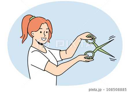 Smiling woman with scissors 108508885