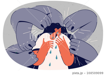 Unhappy woman beat by ghost hands 108509099