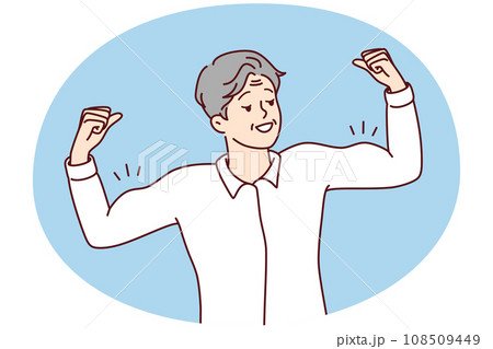 Elderly man showing muscles 108509449