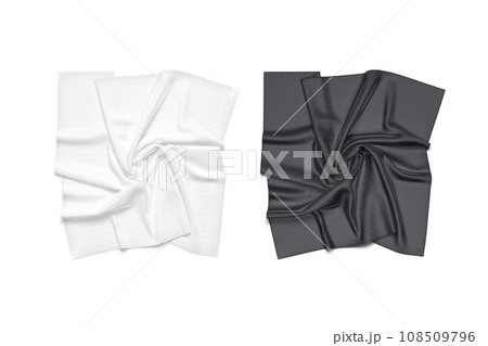 Blank black and white twill silk twisted scarf mockup, isolated 108509796