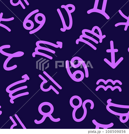 Vector isolated illustration of a pattern with zodiac signs. Astrological pattern. 108509856