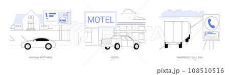 Highway services abstract concept vector illustrations. 108510516