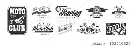 Racing Club and Motorcycle Ride Logo and Emblem Vector Set 108510820