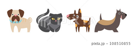 Cute Dog and Cat Breed as Domestic Pet Vector Set 108510855