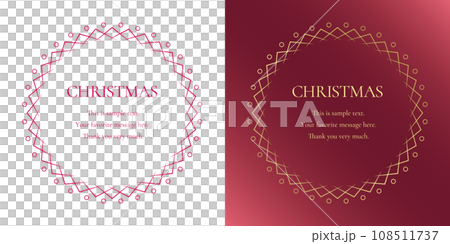 Material_Frame set_Winter decorative frame with Christmas motif. Luxury red and gold box design 108511737