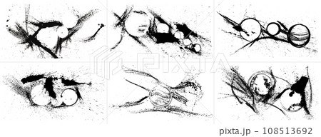 宇宙　銀河　太陽系惑星　手書きの毛筆イラスト 108513692