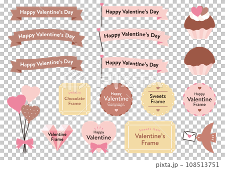 Valentine's simple cute frame set 01 sweets candy design Valentine's simple cute frame set 01 sweets candy design 108513751