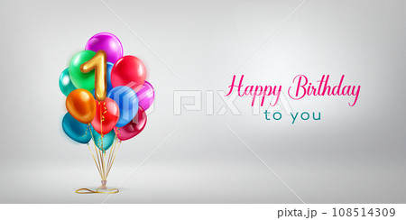 Festive birthday illustration with balloons Festive birthday illustration with balloons 108514309