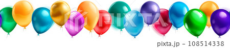 Festive birthday banner with balloons Festive birthday banner with balloons 108514338