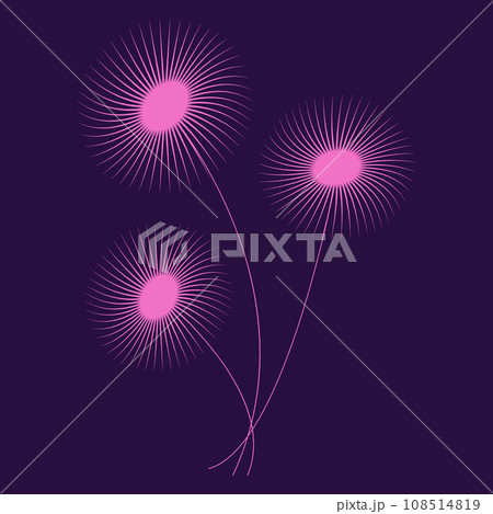 Abstract luminous chamomile flowers in trendy bright shades. Design concept for greetings or cards 108514819