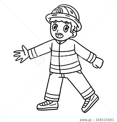Firefighter Isolated Coloring Page for Kids  108515001
