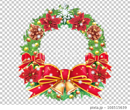 用緞帶和鮮花的聖誕花環 用緞帶和鮮花的聖誕花環 108515639