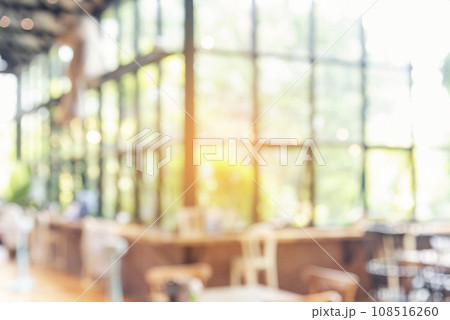 Blurred background cafe coffee shop restaurant in shopping mall with light bokeh business event retail store. Blurry background interior design bar table chair windows decorate indoor space display Blurred background cafe coffee shop restaurant in shopping mall with light bokeh business event retail store. Blurry background interior design bar table chair windows decorate indoor space display 108516260