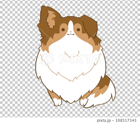 A loose Sheltie with one ear hanging down, sitting facing forward. 108517143